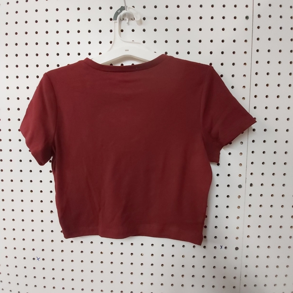 Wild Fable Girls grey and maroon red med XS and med Cropped Top - Picture 5 of 17